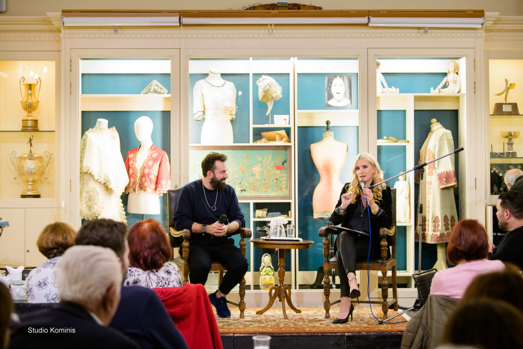 Lena Aroni in conversation with Konstantinos Rigos at the Section’s annual tea in January 2020
