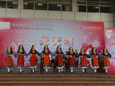 Dancers participate in the China Shanghai International Arts Festival in October 2007