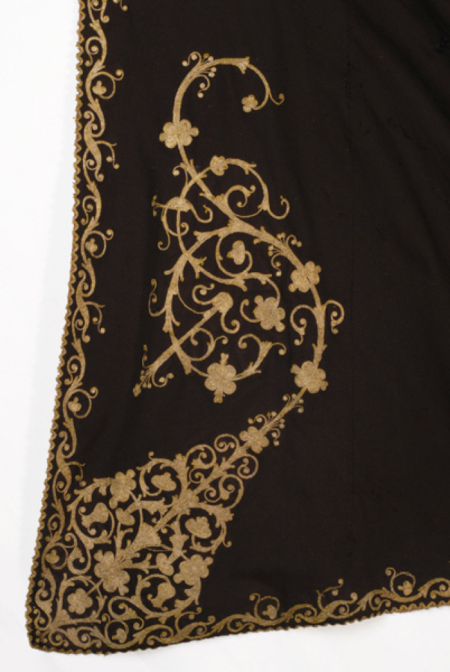 Detail of terzidikos (gold tailored) embroidery at the front panel