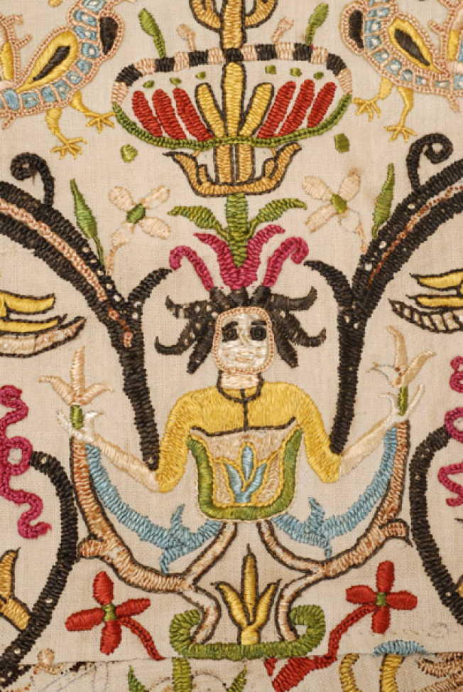 Detail of the embroidery, mermaid