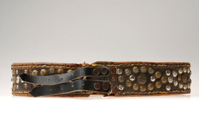 Petsini zoni or louri, leather belt ornamented with eyelets and decorative studs