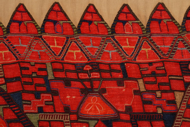 Detail of the embroidery: border and tongues of the embroidery
