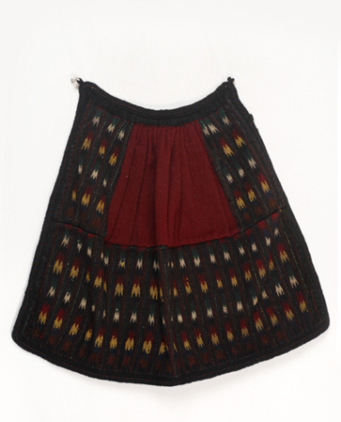 Poal, woollen thick woven apron with embellished geometrical motifs