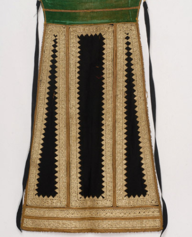 Sarakatsana chrysi (gold), karagounian gold embroidered apron made of black felt