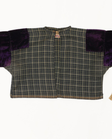 Katasarki, bridal flannel with sleeves made of purple velvet, ornamented with gold braids