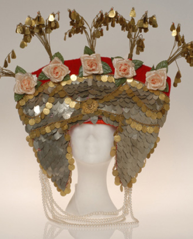 Korona (constucted by Lyceum Club of Greek Women in Athens), characteristic improvised bridal head band of an Athenian bride from the beginning of 19th century