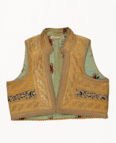 Sleeveless jacket ornamented with terzidiko silver embroidery