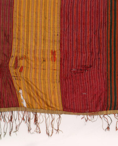 Striped silk sash with four kanatia (panels)