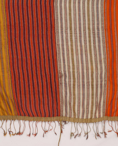 Striped silk sash with four kanatia (panels)