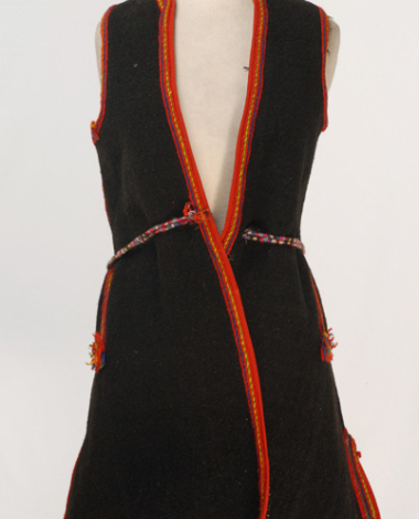 Woollen sigouna, sleeveless overcoat made of saddle blanket decorated with colourful seradia 