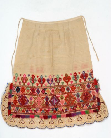 Handwoven apron from Attica with colourful embroidery