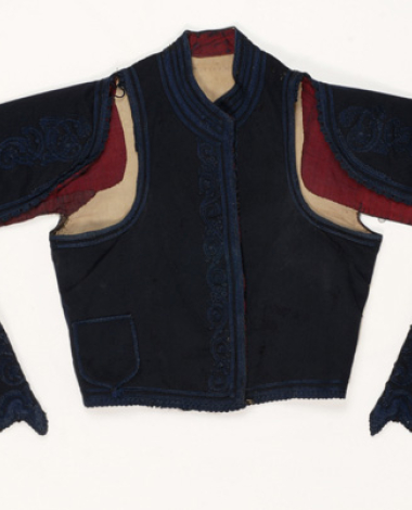 Fermeli, men's sleeveless blue felt jacket
