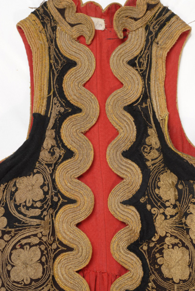 Detail of terzidikos (gold tailored) embroidery at the chest