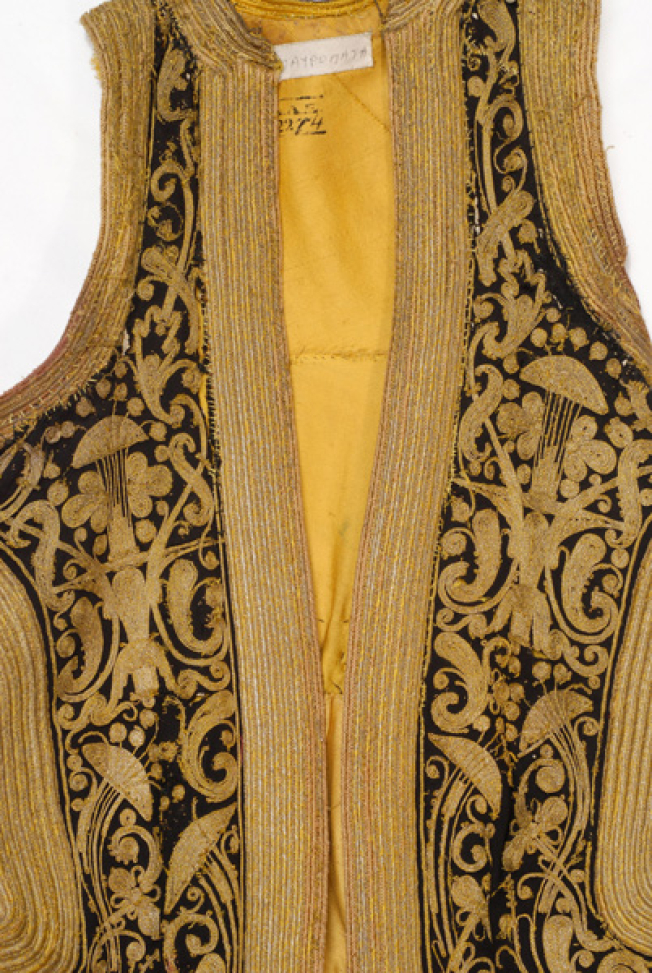 Detail of terzidikos (gold tailored) embroidery at the chest