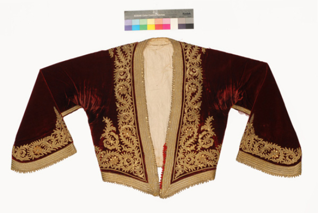 Kondogouni, velvet, sleeved jacket ornamented with terzidiko gold embroidery