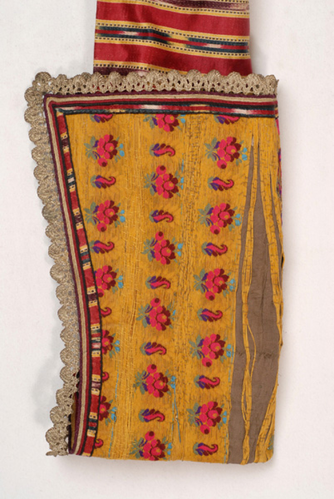 Maniketia, detail of the silk brocaded fabric