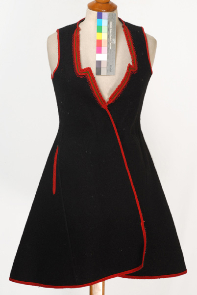 Woollen sigouna, sleeveless overcoat made of saddle blanket decorated with colourful, woollen cordons