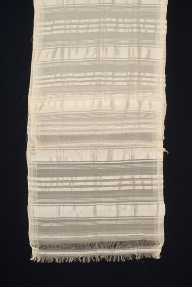 Fine-woven silk bolia with embellished stripes