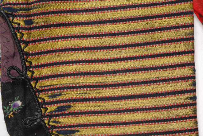 Lower part of the sleeve, lining with koutni, silk-and-cotton striped fabric