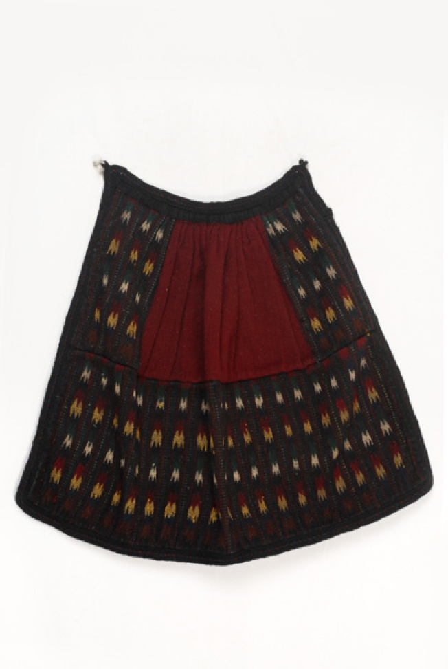 Poal, woollen thick woven apron with embellished geometrical motifs