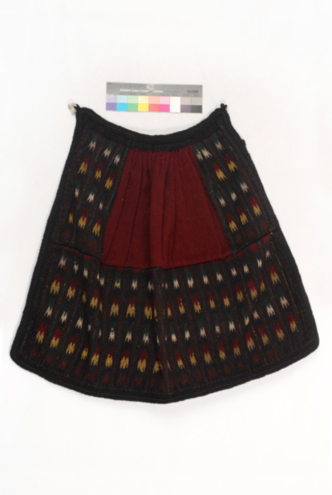 Poal, woollen thick woven apron with embellished geometrical motifs