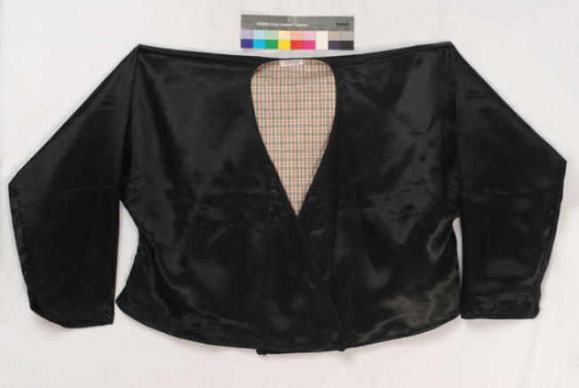 Stavroto antiri, women's, sleeved jacket made of black silk satin