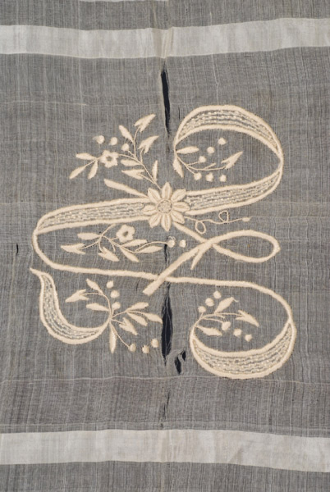 The monogram on the bridal pillowcase