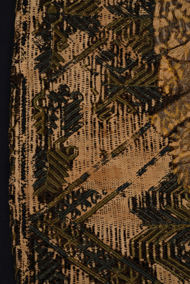 Embroidery with silks, side part