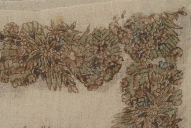 Detail of the decoration, ploumia: edging of leaves and flowers