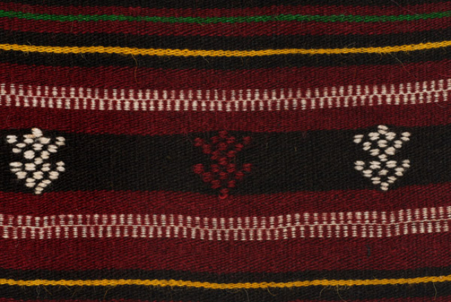 Detail of the decoration, embroidered stylized motifs at the embellished stripes