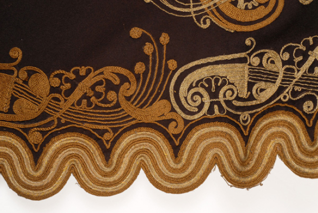 Detail of terzidikos (gold tailored) embroidery at the overcoat border