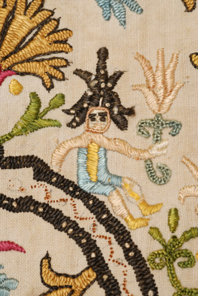 Detail of the embroidery, girlish figure