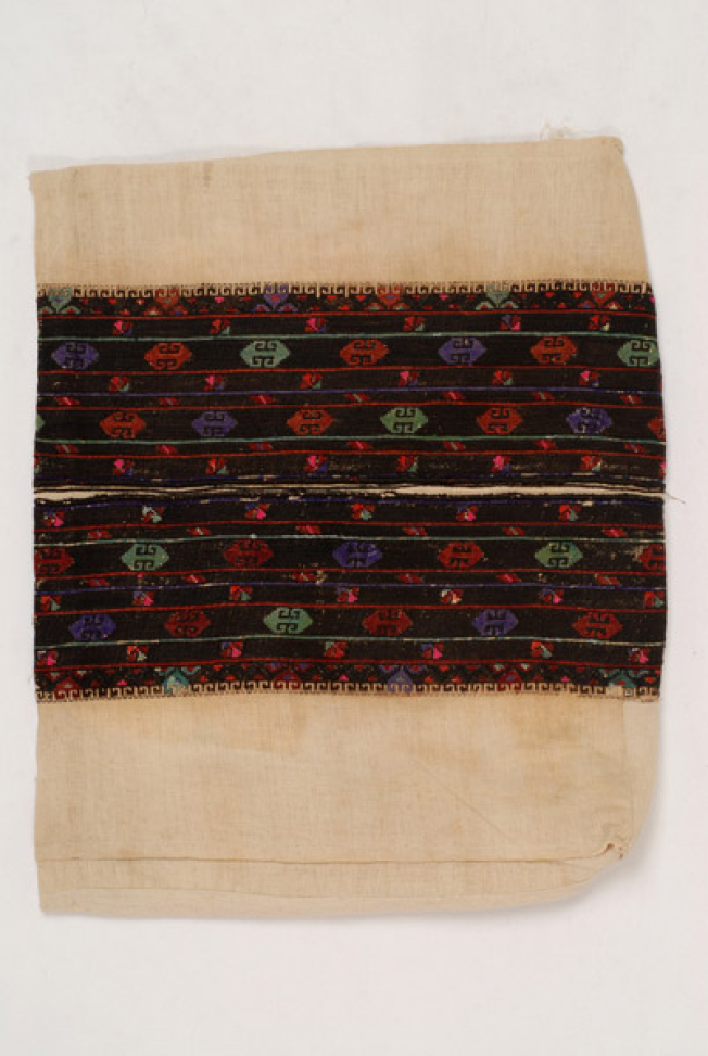 Decorative pillowcase with decorative embroidery from parts of the border of Agia Anna's big chemise. Design, double May