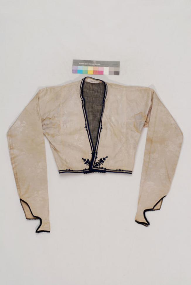 Triantafyllenios doulamas, sleeved jacket worn by the bride