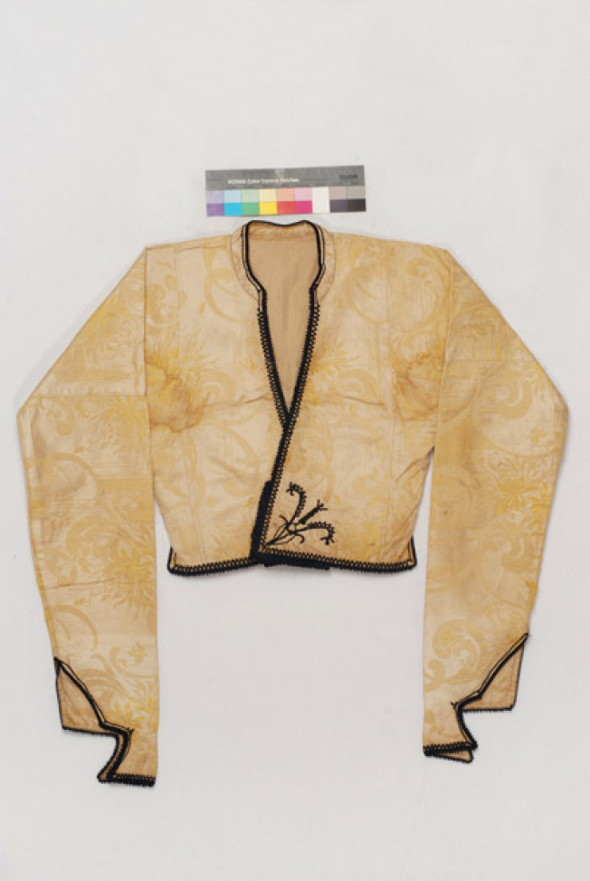 Triantafyllenios doulamas, sleeved jacket worn by the bride