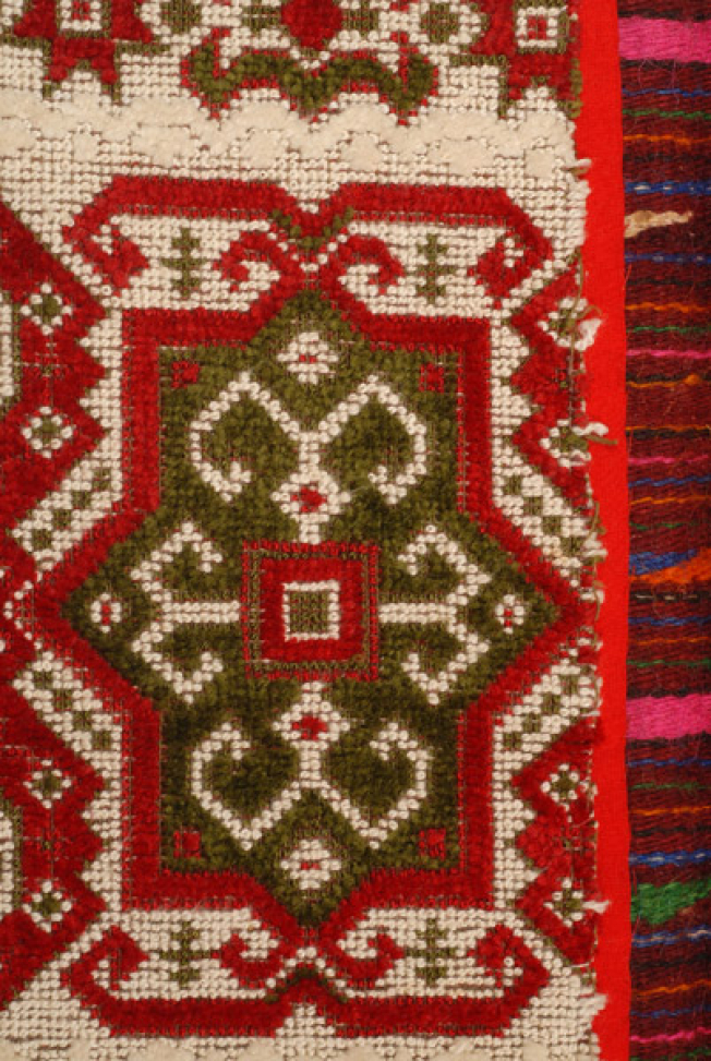 Detail of the applique decoration with bought fabrics