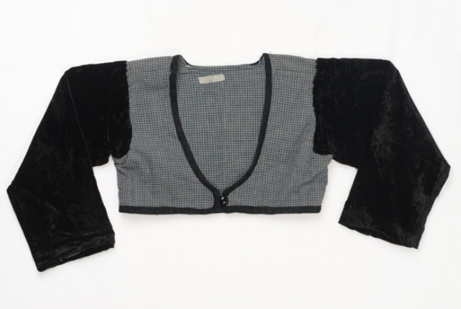 Zipouni or mintani, sleeved short jacket made of woven cotton checked fabric