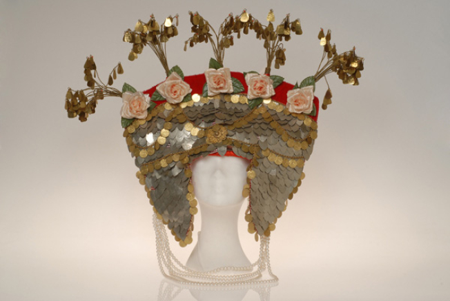 Korona (constucted by Lyceum Club of Greek Women in Athens), characteristic improvised bridal head band of an Athenian bride from the beginning of 19th century