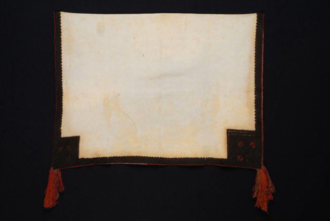 Karpa or peskiri, embroidered cotton head kerchief, accessory of koukountas, paezana's headdress