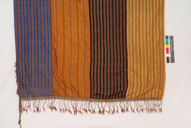 Striped silk sash with four kanatia (panels)