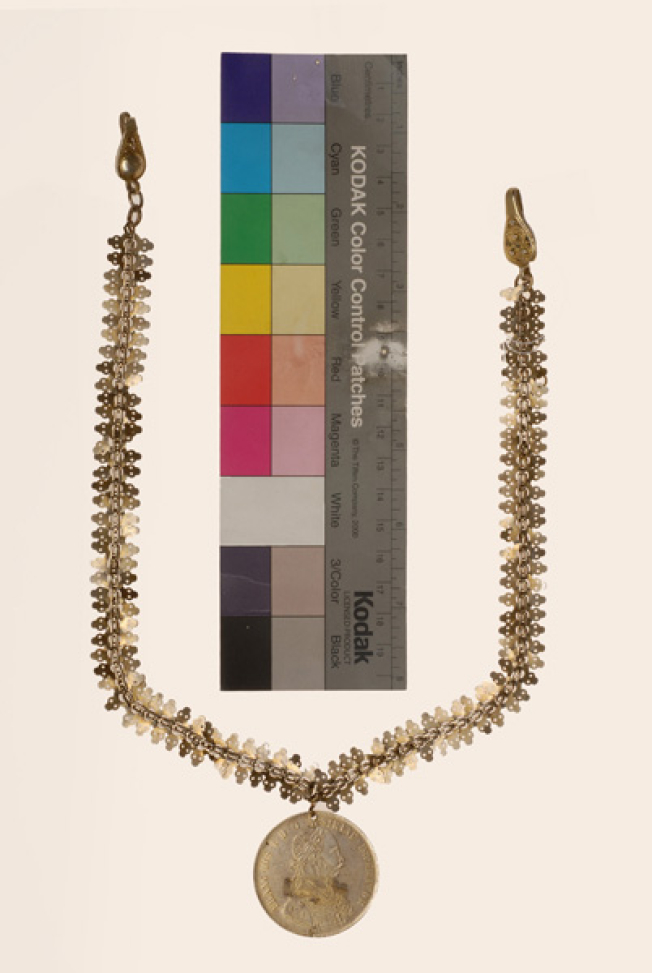 Doubloni, jointed, gold-plated pendant with a big gilded Austrian coin 