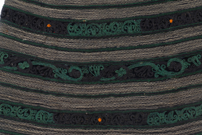 Three bands with applique embroidery at the base