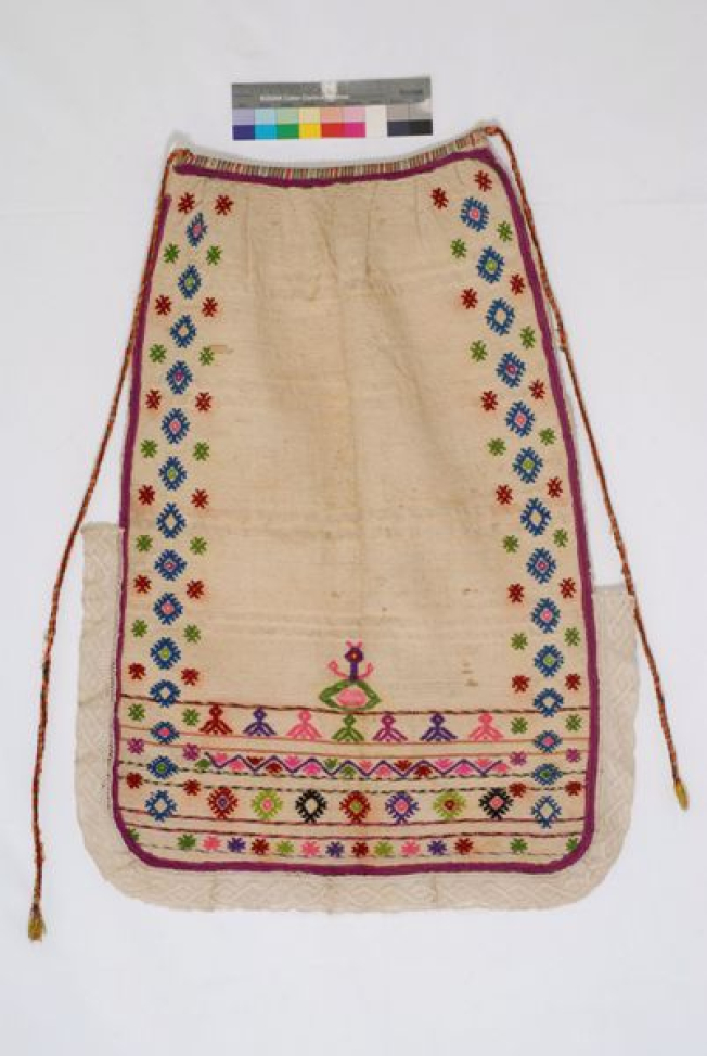 Handwoven apron from Attica with colourful embroidered decoration