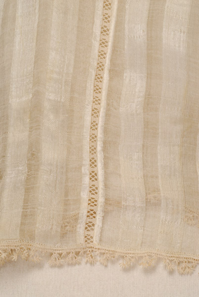 Sleeve, detail of decorative seam created with needle 