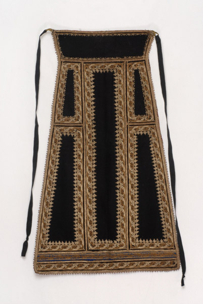Karagounian gold embroidered apron made of black felt 