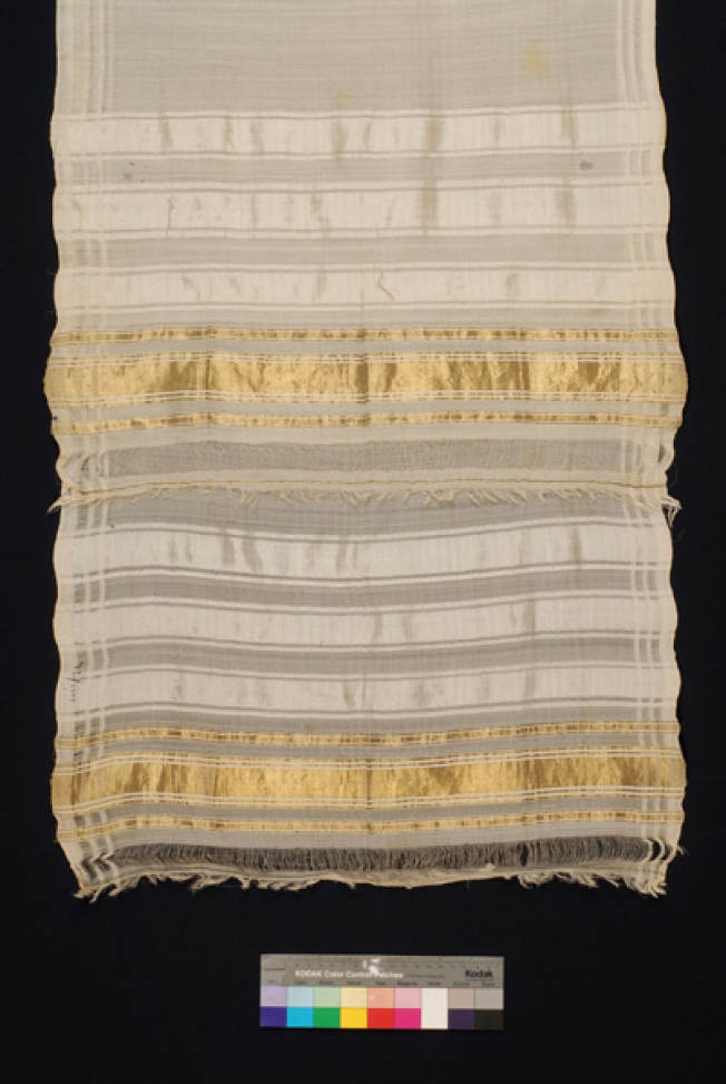 Pure silk bolia with embellished gold and silk stripes