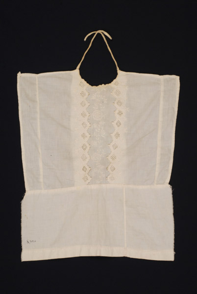Plastron, pectoral piece of fabric with white embroidery