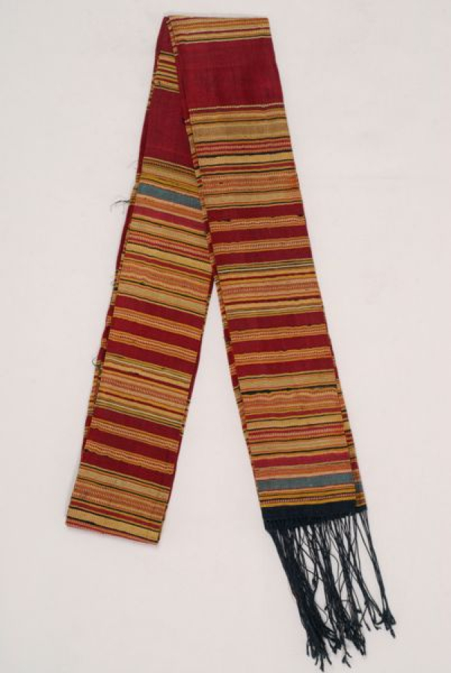 Sunday-best handwoven silk sash with fringed end