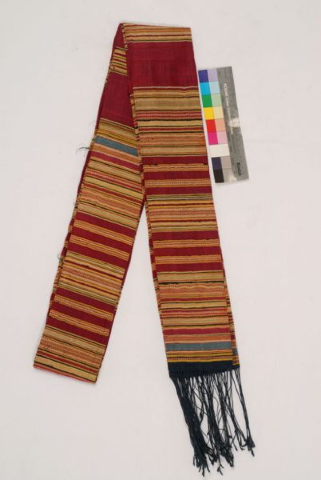 Sunday-best handwoven silk sash with fringed end