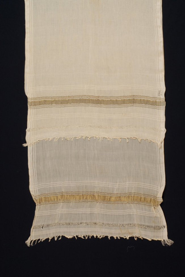 Silk bolia with embellished silk and gold stripes